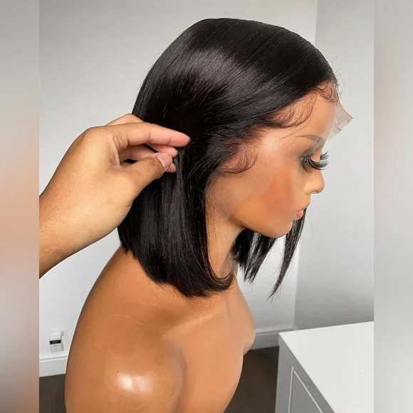 12” Straight Wig13x4 Medium Brown Lace Frontal100% Human Hair